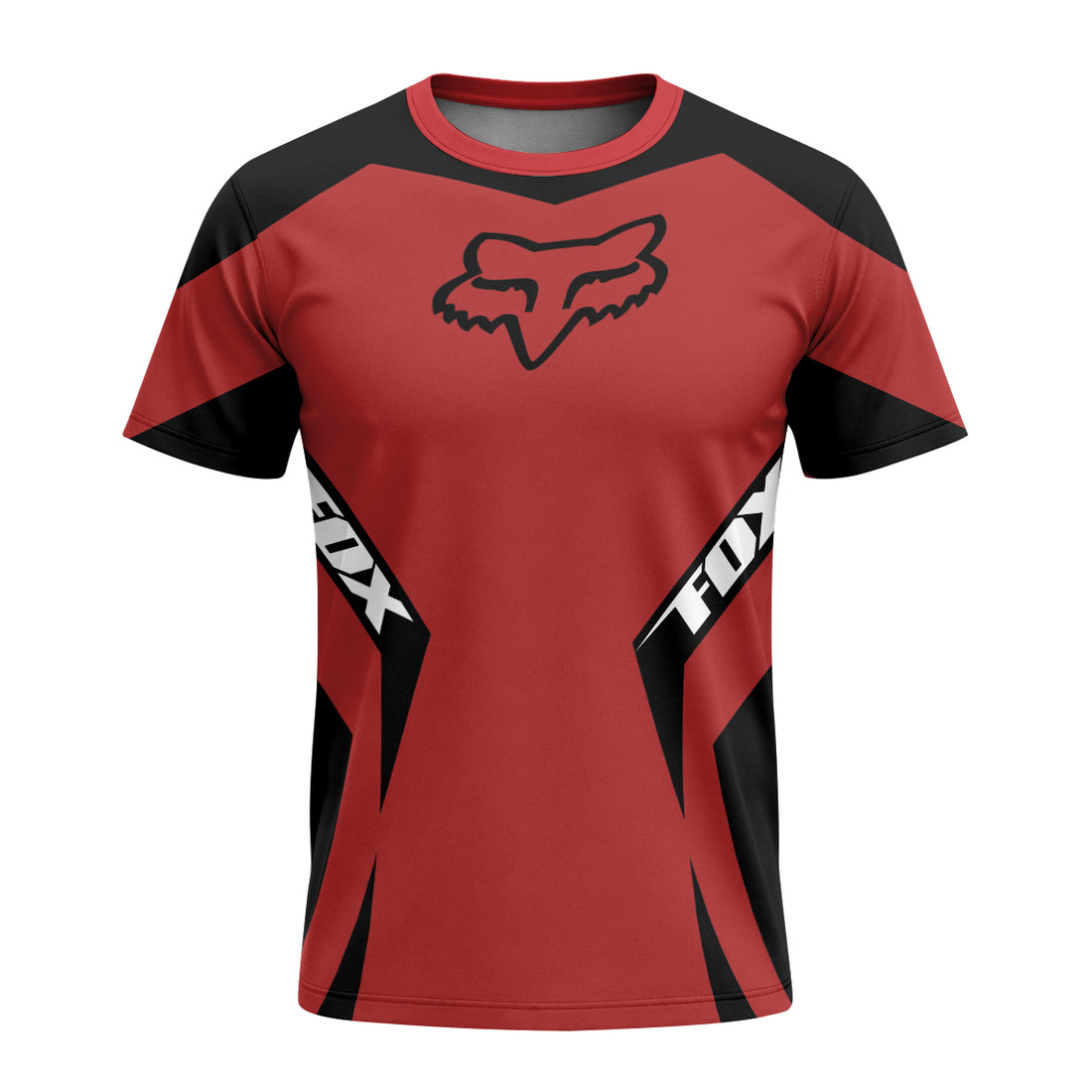 Fox Racing Red Black Short Sleeve Mountain Bike Jersey - front and back view
