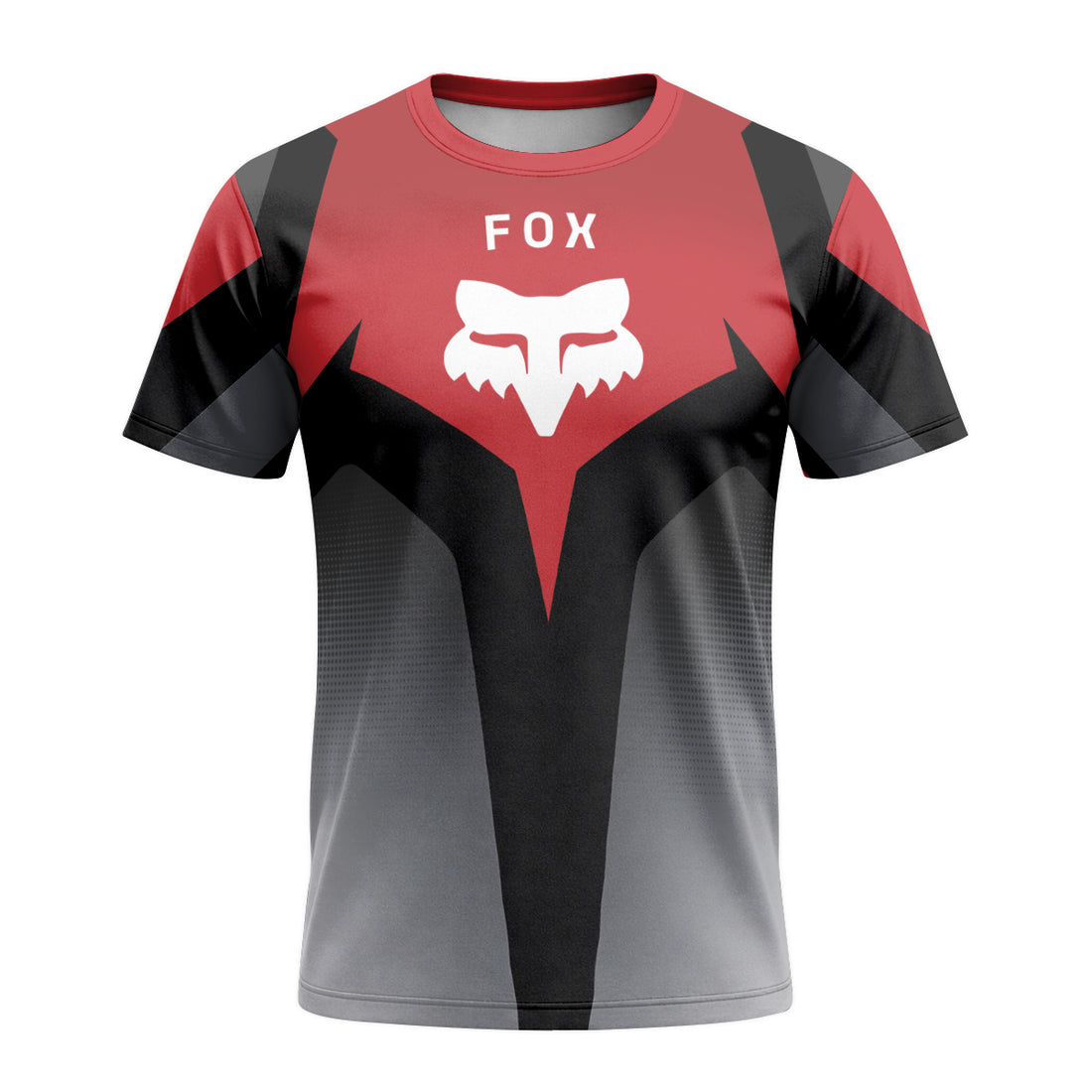 Fox Racing Red Gray Short Sleeve Mountain Bike Jersey - front and back view
