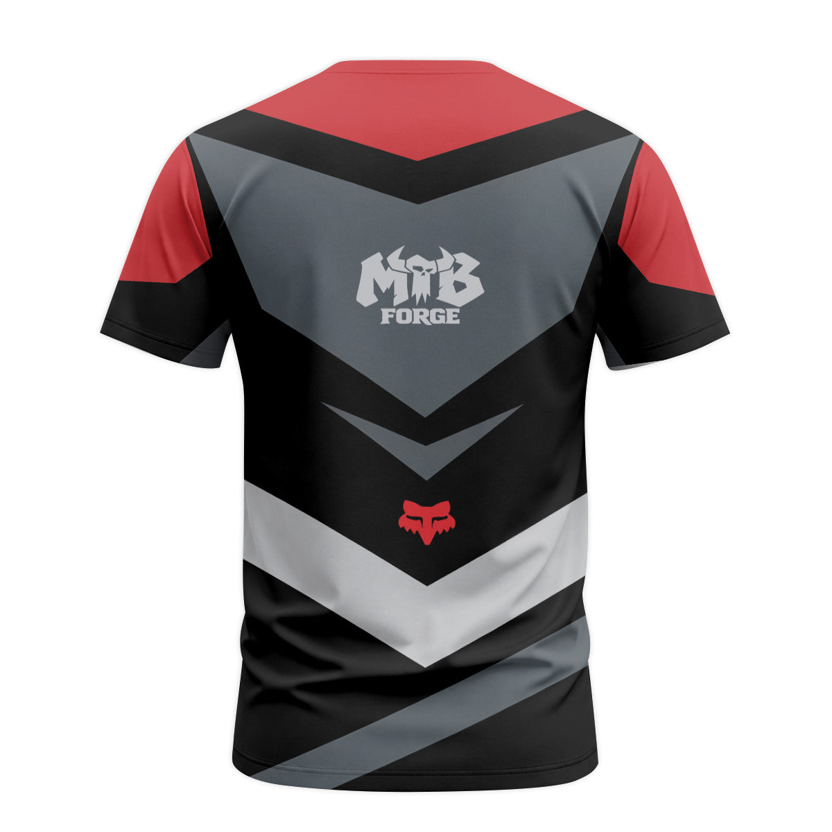 Fox Racing Red Gray Short Sleeve Mountain Bike Jersey - back view mockup