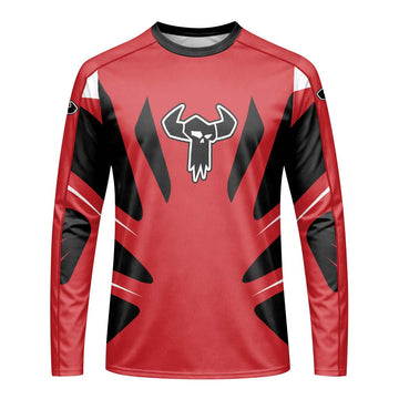 MTB Racing Red White Black Long Sleeve Mountain Bike Jersey