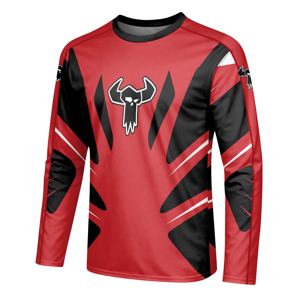 MTB Racing Red White Black Long Sleeve Mountain Bike Jersey