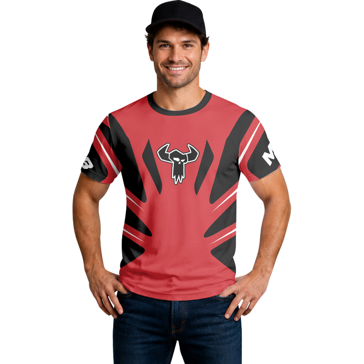 MTB Racing Red White Black Short Sleeve Mountain Bike Jersey