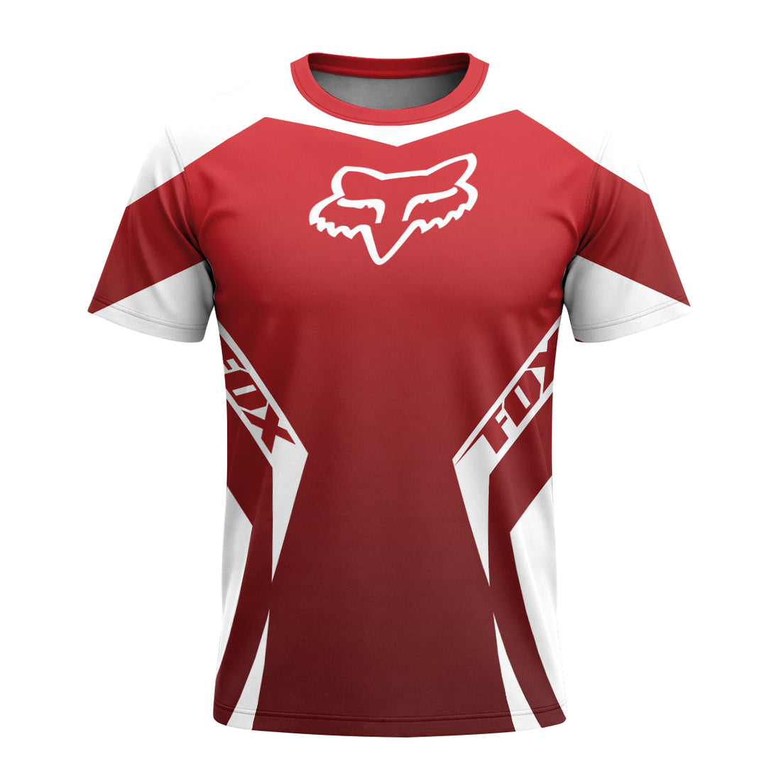 Fox Racing Red White Short Sleeve Mountain Bike Jersey - front and back view