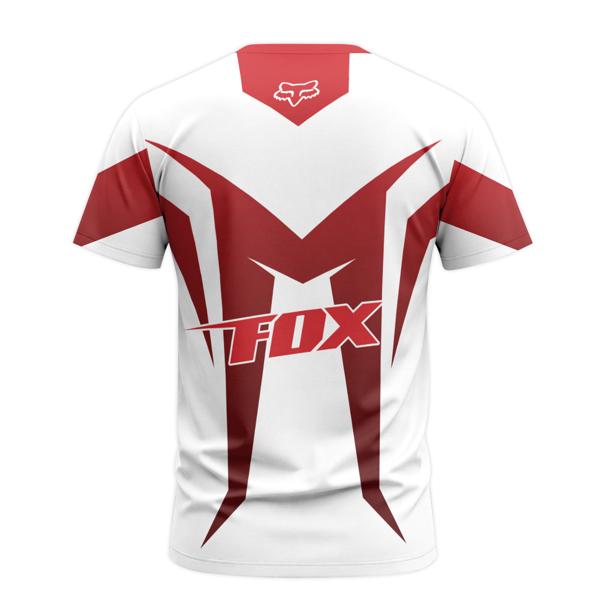 Fox Racing Red White Short Sleeve Mountain Bike Jersey - back view mockup