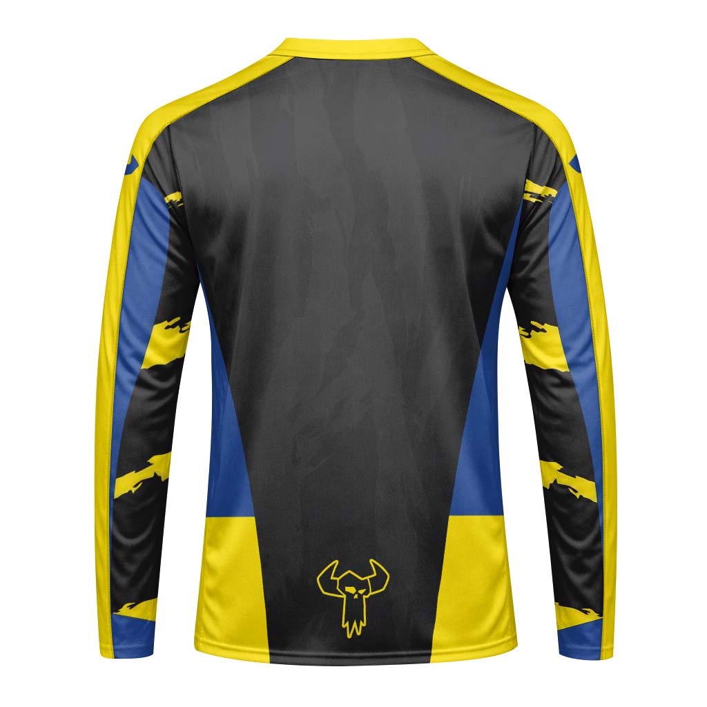 MTB Racing Yellow Blue Black Long Sleeve Mountain Bike Jersey