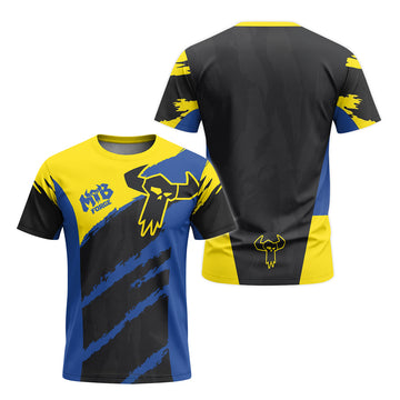 MTB Racing Yellow Blue Black Short Sleeve Mountain Bike Jersey