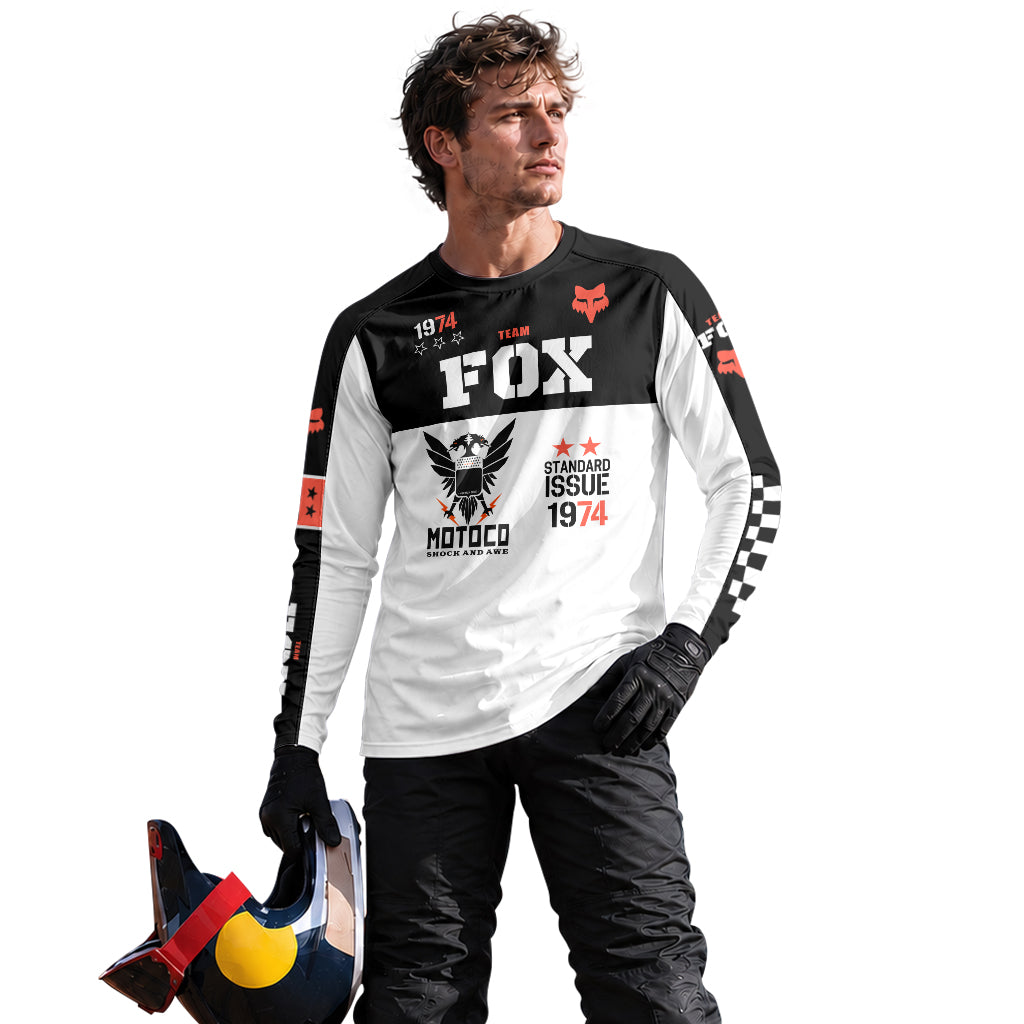 Fox Team 1974 Standard Issue Black White Long Sleeve Motocross Jersey - lifestyle view