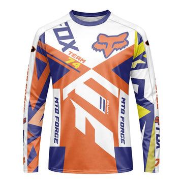 Fox Team 74 Long Sleeve Mountain Bike Jersey | Fox Race Team Jersey - front view mockup