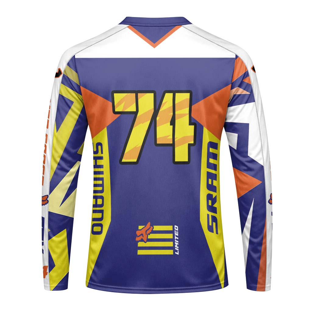 Fox Team 74 Long Sleeve Mountain Bike Jersey | Fox Race Team Jersey - back view mockup