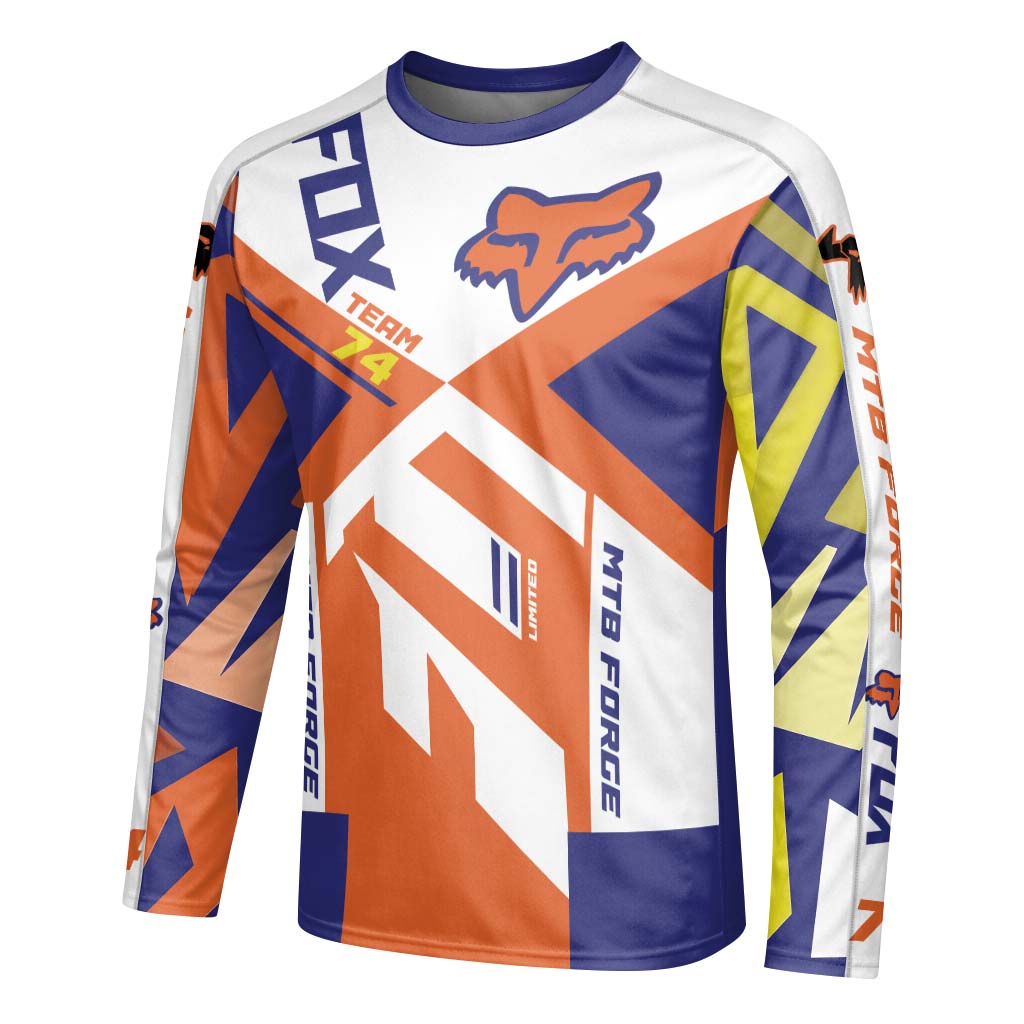 Fox Team 74 Long Sleeve Mountain Bike Jersey | Fox Race Team Jersey - left side mockup