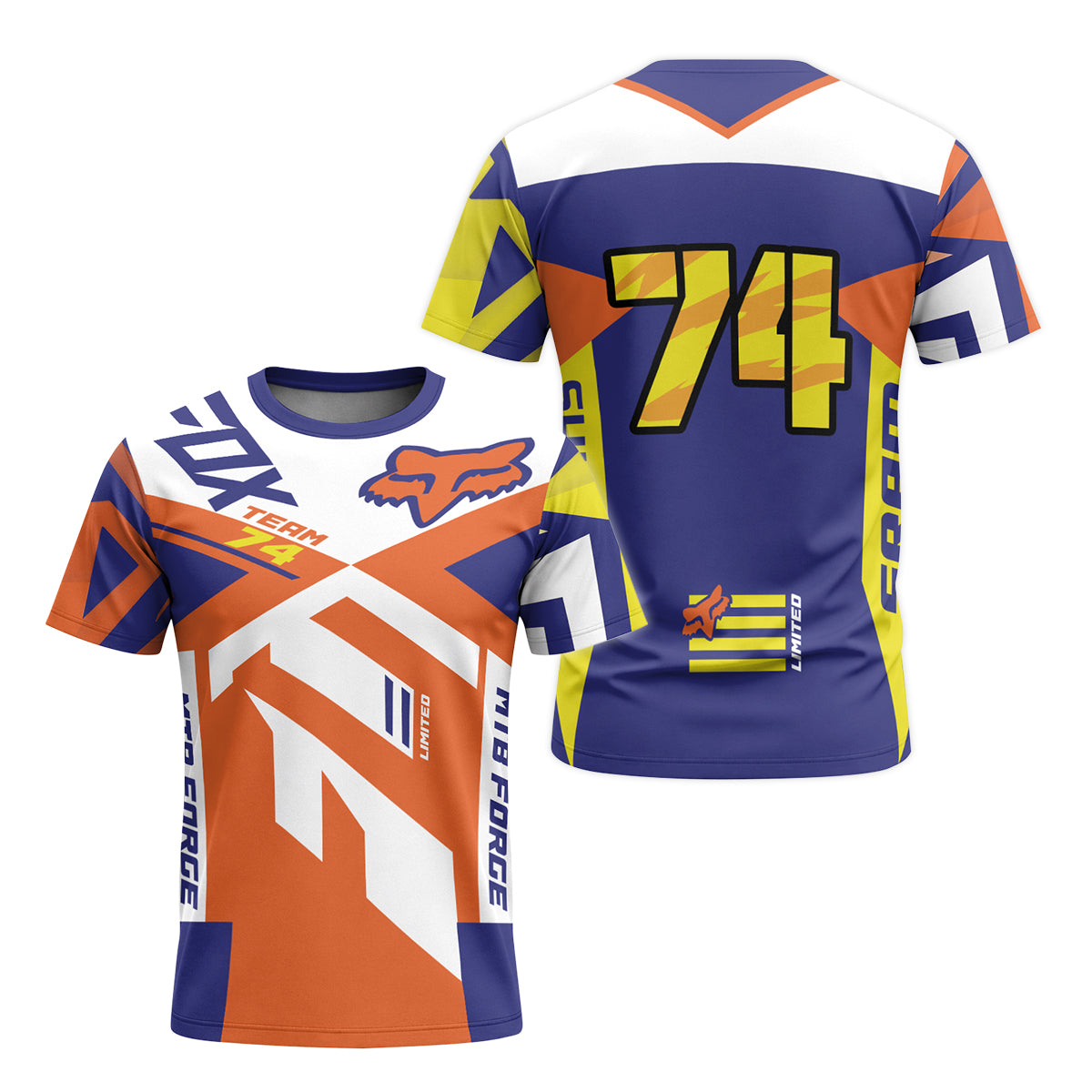 Fox Team 74 Short Sleeve Mountain Bike Jersey | Fox Race MTB Jersey - front and back view