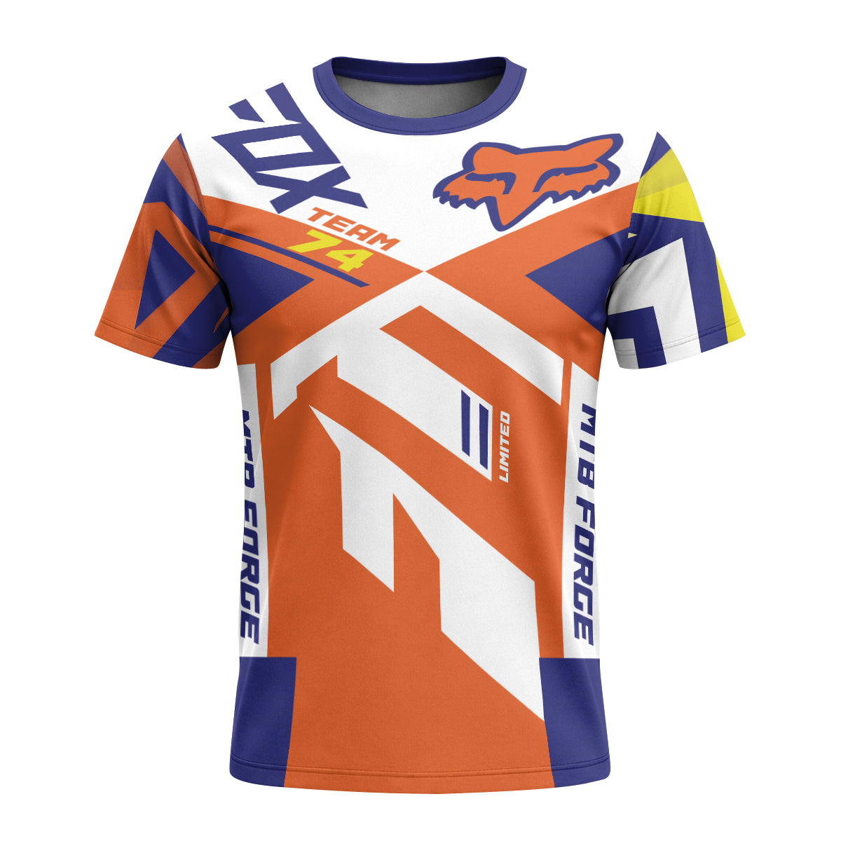 Fox Team 74 Short Sleeve Mountain Bike Jersey | Fox Race MTB Jersey - front view mockup