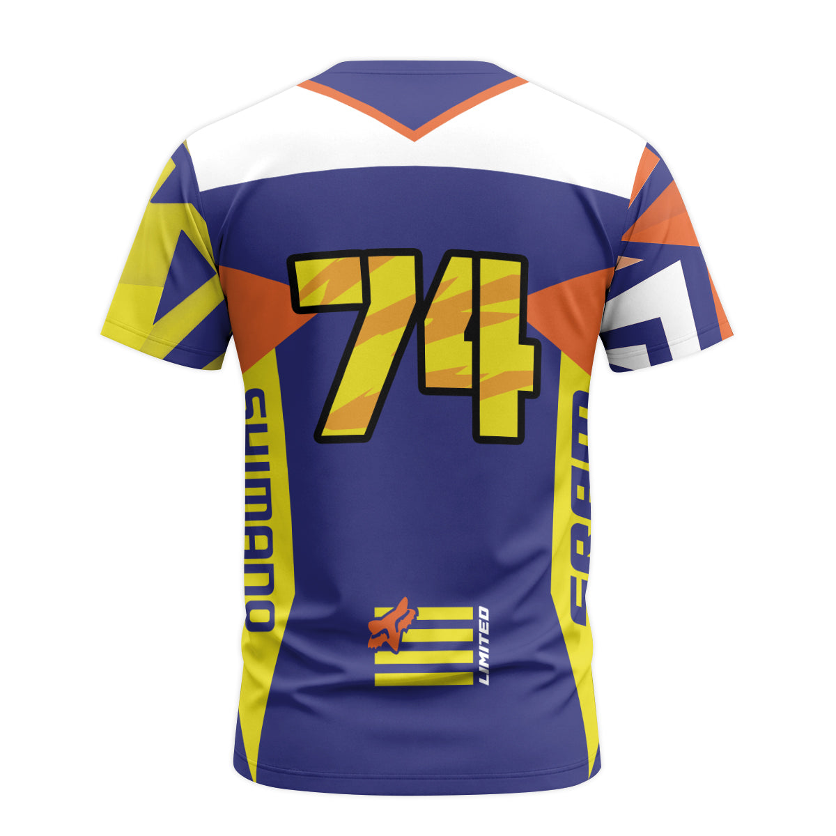 Fox Team 74 Short Sleeve Mountain Bike Jersey | Fox Race MTB Jersey - back view mockup