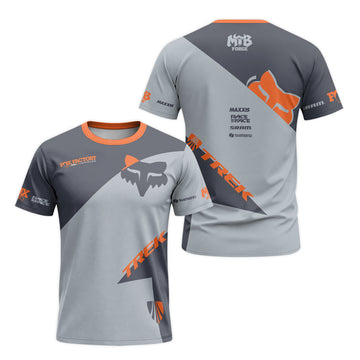 Fox Trek Gray Orange Short Sleeve Mountain Bike Jersey - front and back view