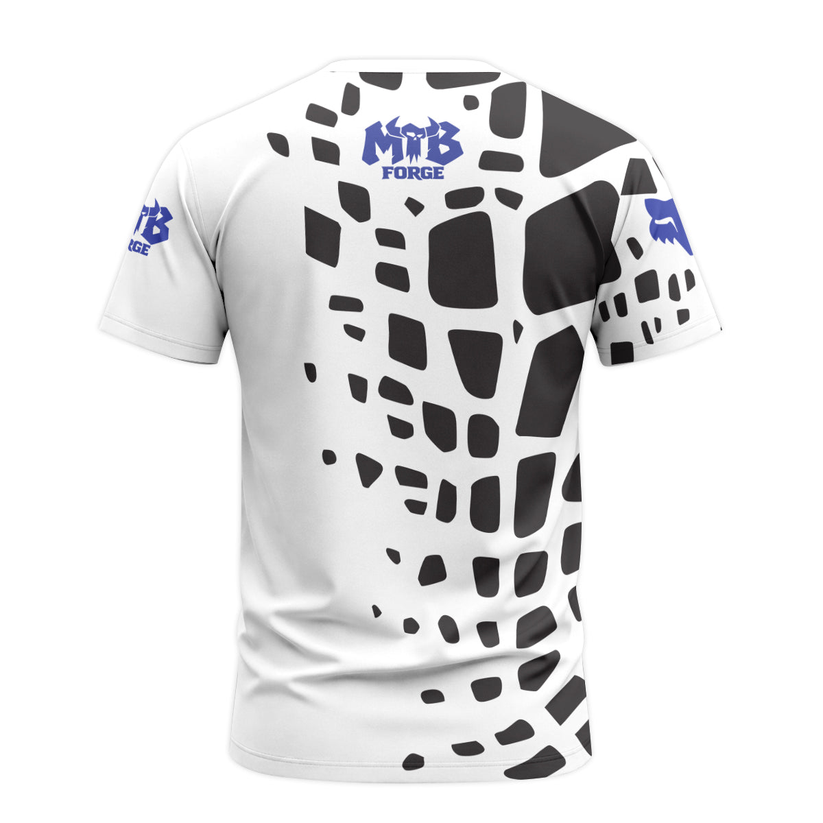 Fox White Black Abstract Short Sleeve Mountain Bike Jersey - back view mockup