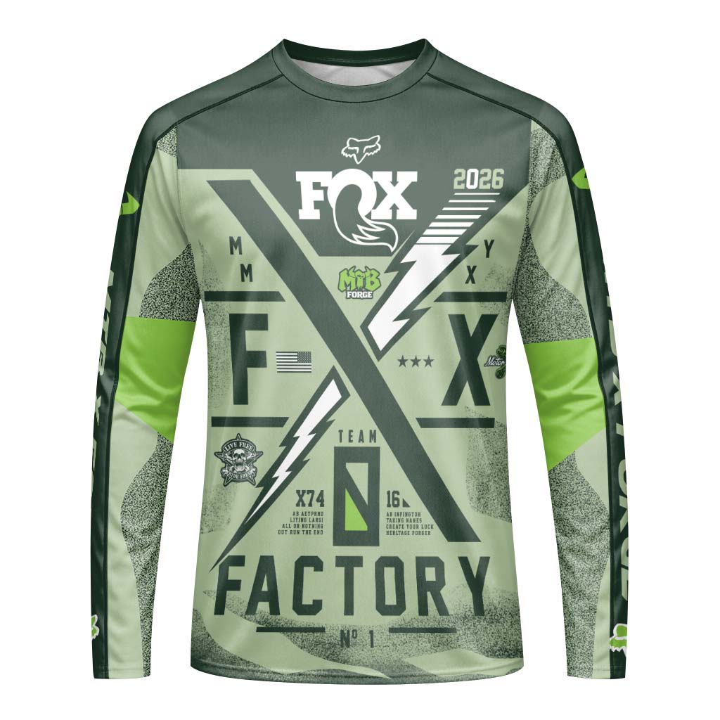 Fox X Factory Long Sleeve Mountain Bike Jersey | Fox Race Team Jersey - front view mockup