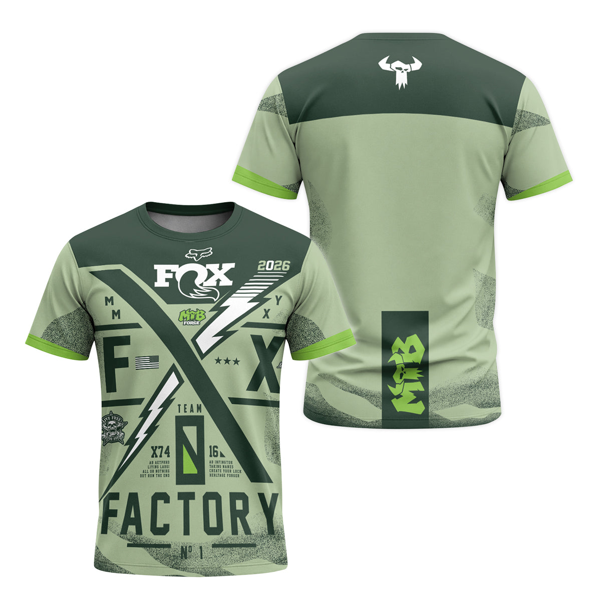 Fox X Factory Short Sleeve Mountain Bike Jersey | Fox Race MTB Jersey - front and back view