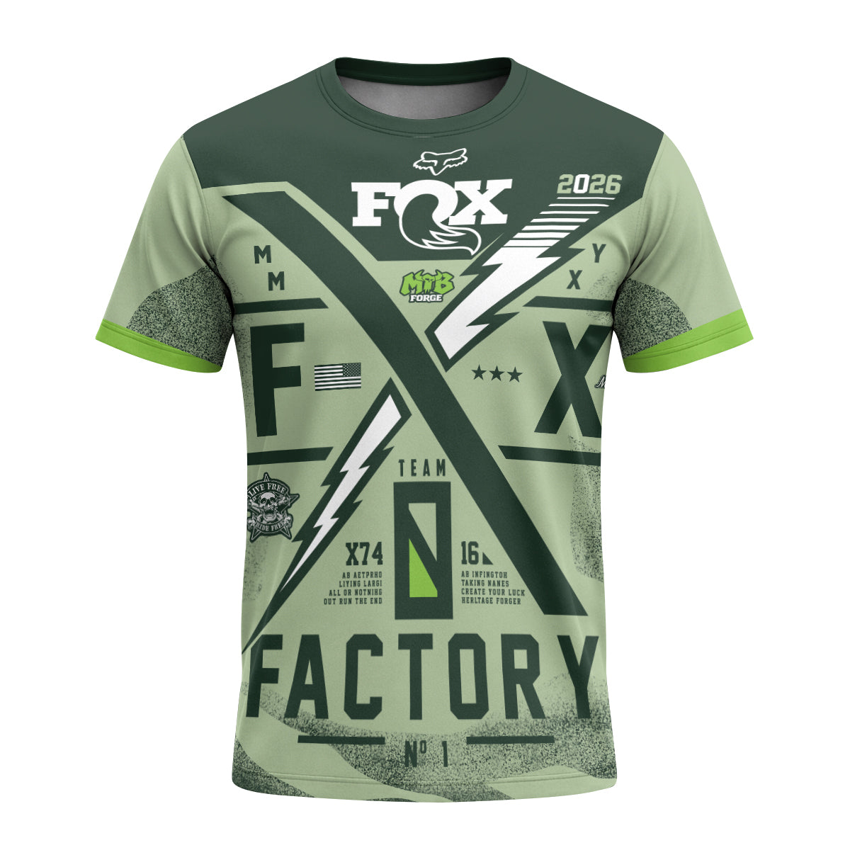 Fox X Factory Short Sleeve Mountain Bike Jersey | Fox Race MTB Jersey - front view mockup