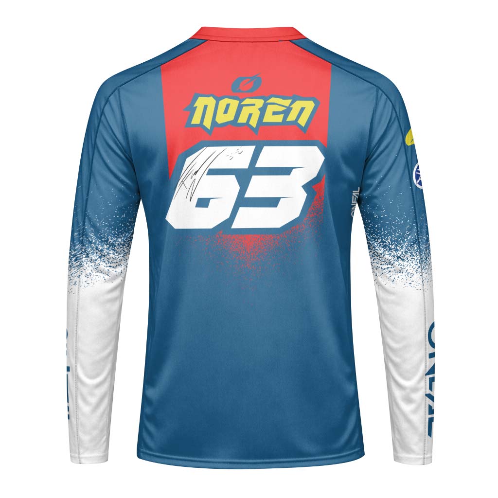 Fredrik Norén #63 O'Neal Yamaha Long Sleeve Motocross Jersey – Back View Mockup
