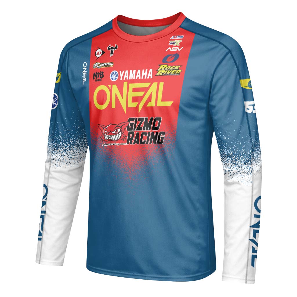 Fredrik Norén #63 O'Neal Yamaha Long Sleeve Motocross Jersey – Left Side View Mockup