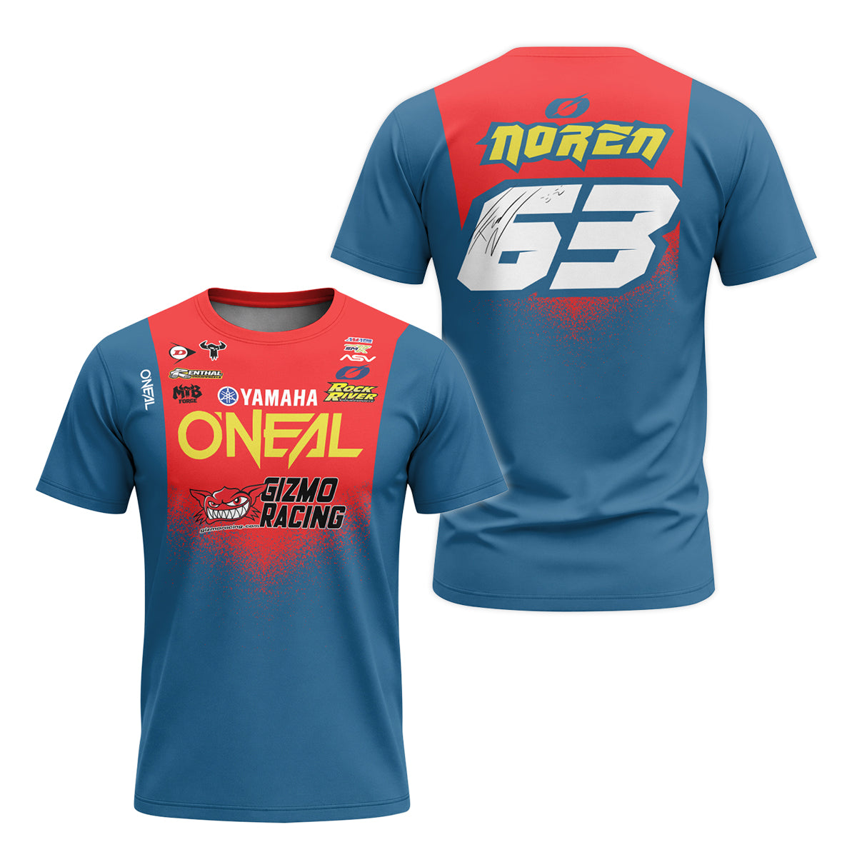 Fredrik Norén #63 O'Neal Yamaha Short Sleeve Motocross Jersey – Front and Back View
