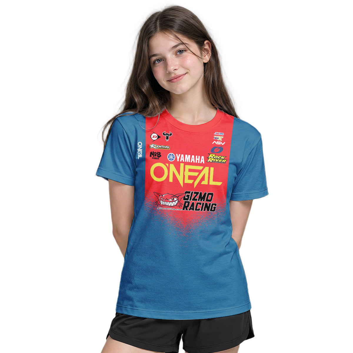 Fredrik Norén #63 O'Neal Yamaha Youth Short Sleeve Motocross Jersey – Girl Lifestyle View