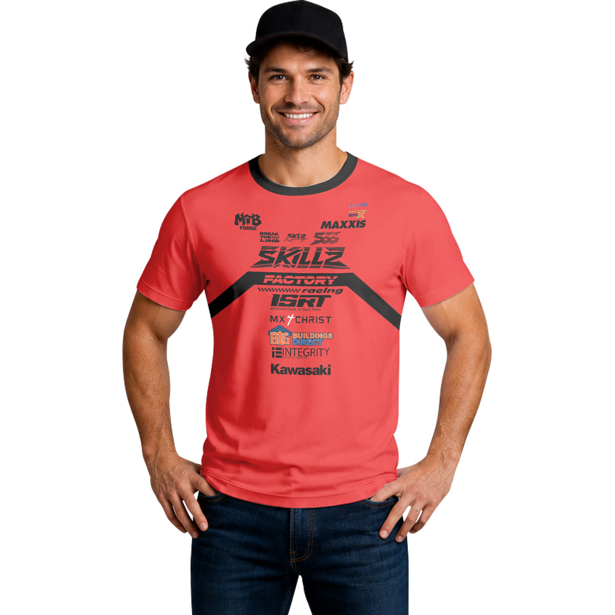 Friese #719 SKILZ Factory Racing Red Short Sleeve Motocross Jersey – Lifestyle View