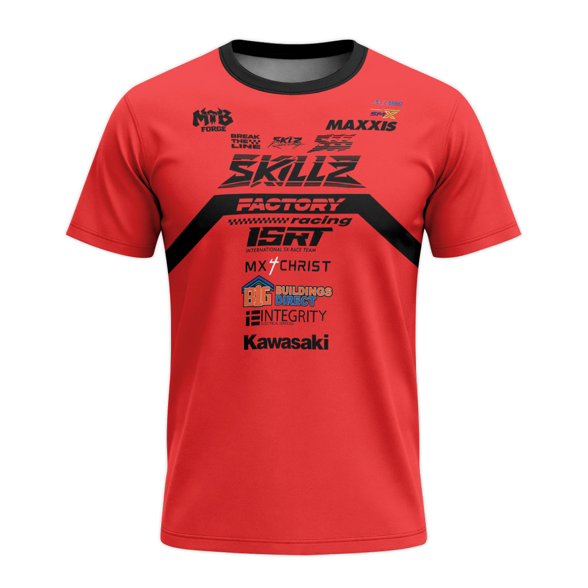 Friese #719 SKILZ Factory Racing Red Short Sleeve Motocross Jersey – Front View Mockup