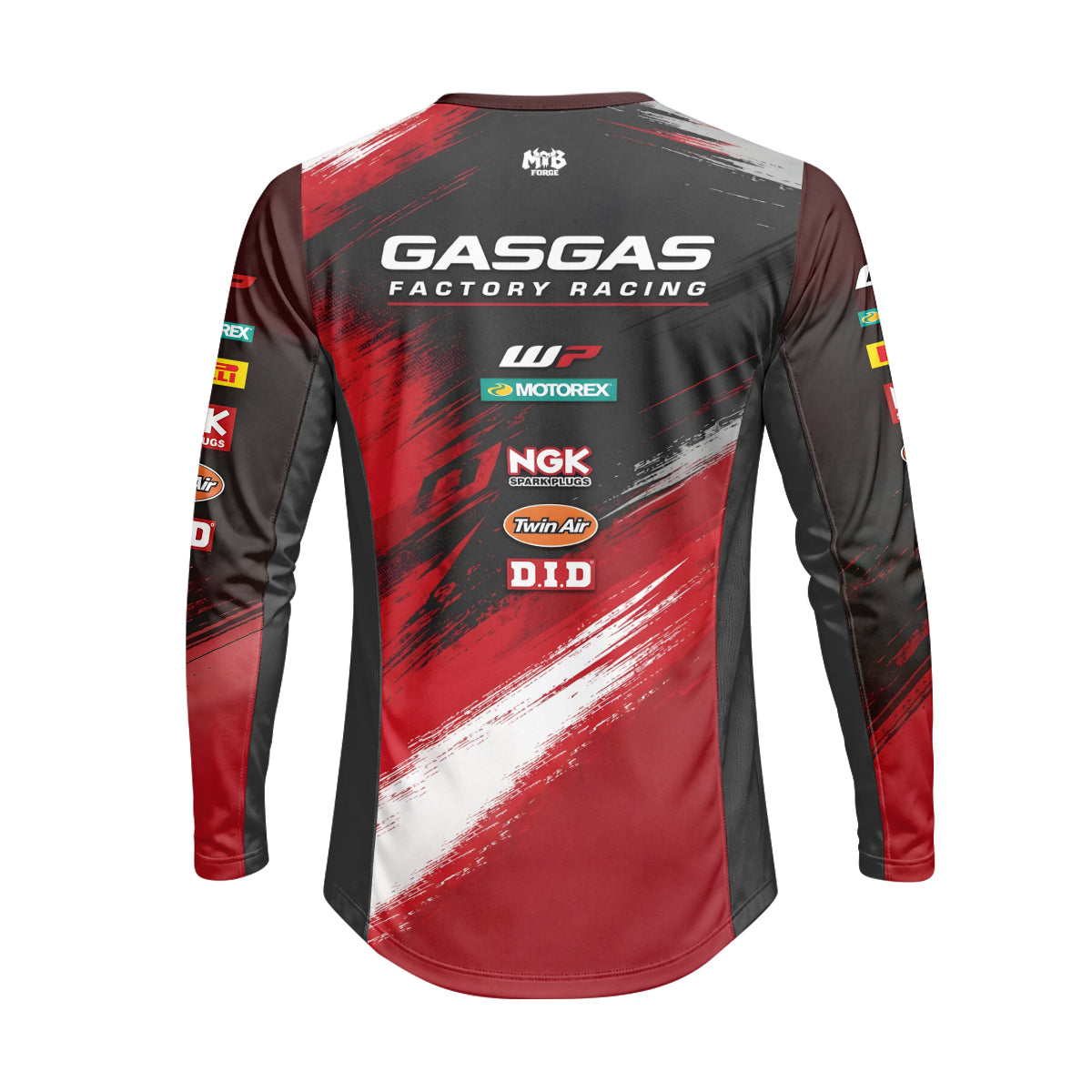 GASGAS Factory Racing Red Black Graphic Heavyweight Long Sleeve Motocross Jersey – Back View Mockup