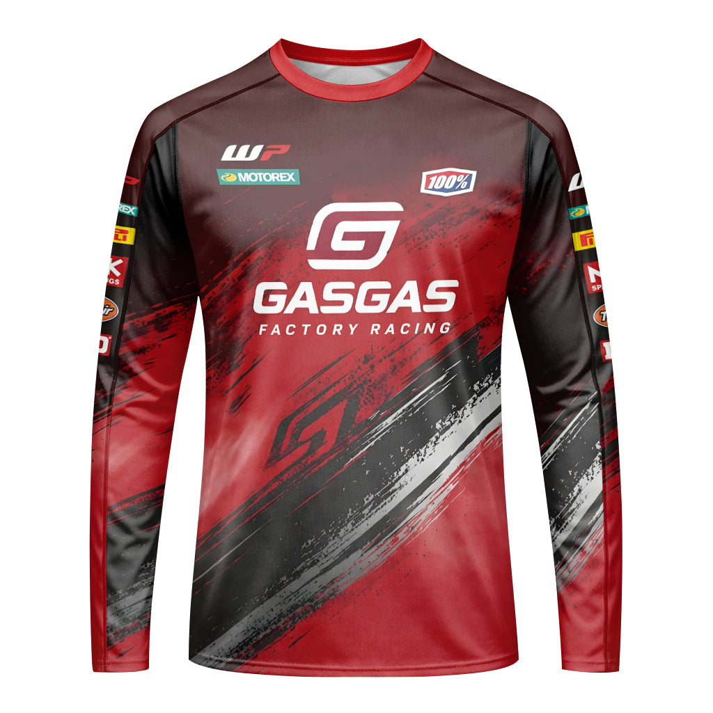 GASGAS Factory Racing Red Black Graphic Long Sleeve Motocross Jersey – Front View Mockup