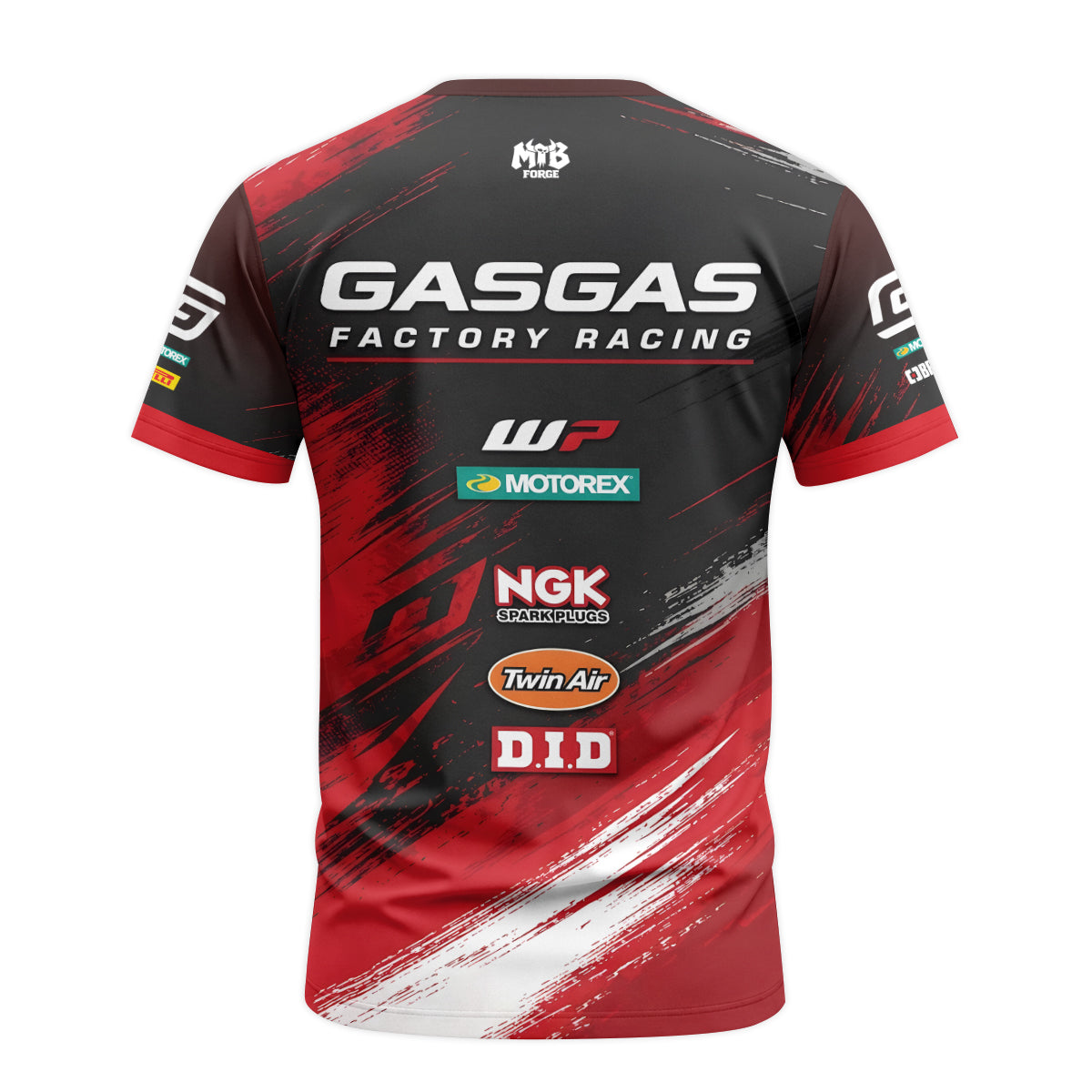 GASGAS Factory Racing Red Black Graphic Short Sleeve Motocross Jersey – Back View Mockup
