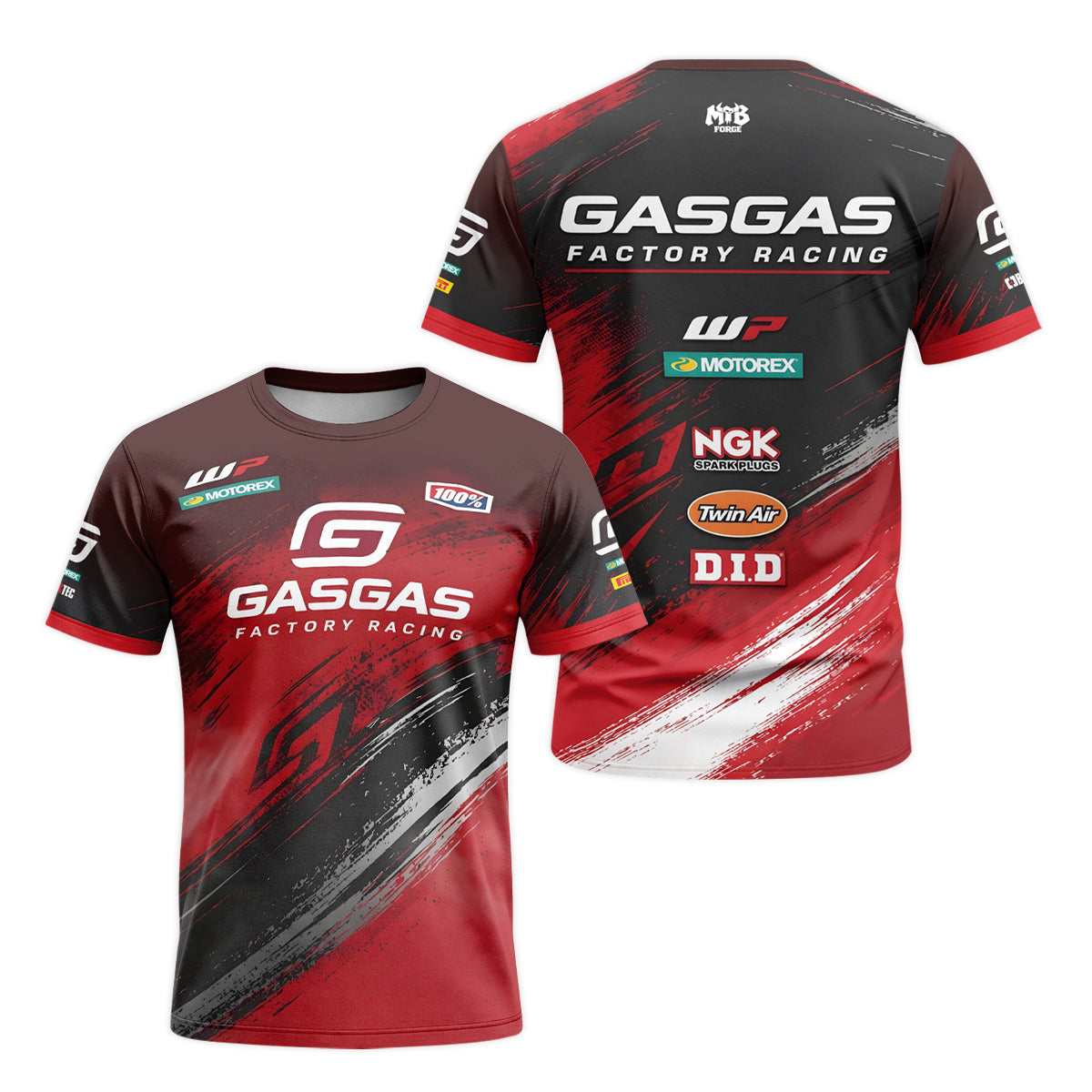 GASGAS Factory Racing Red Black Graphic Short Sleeve Motocross Jersey – Front and Back View