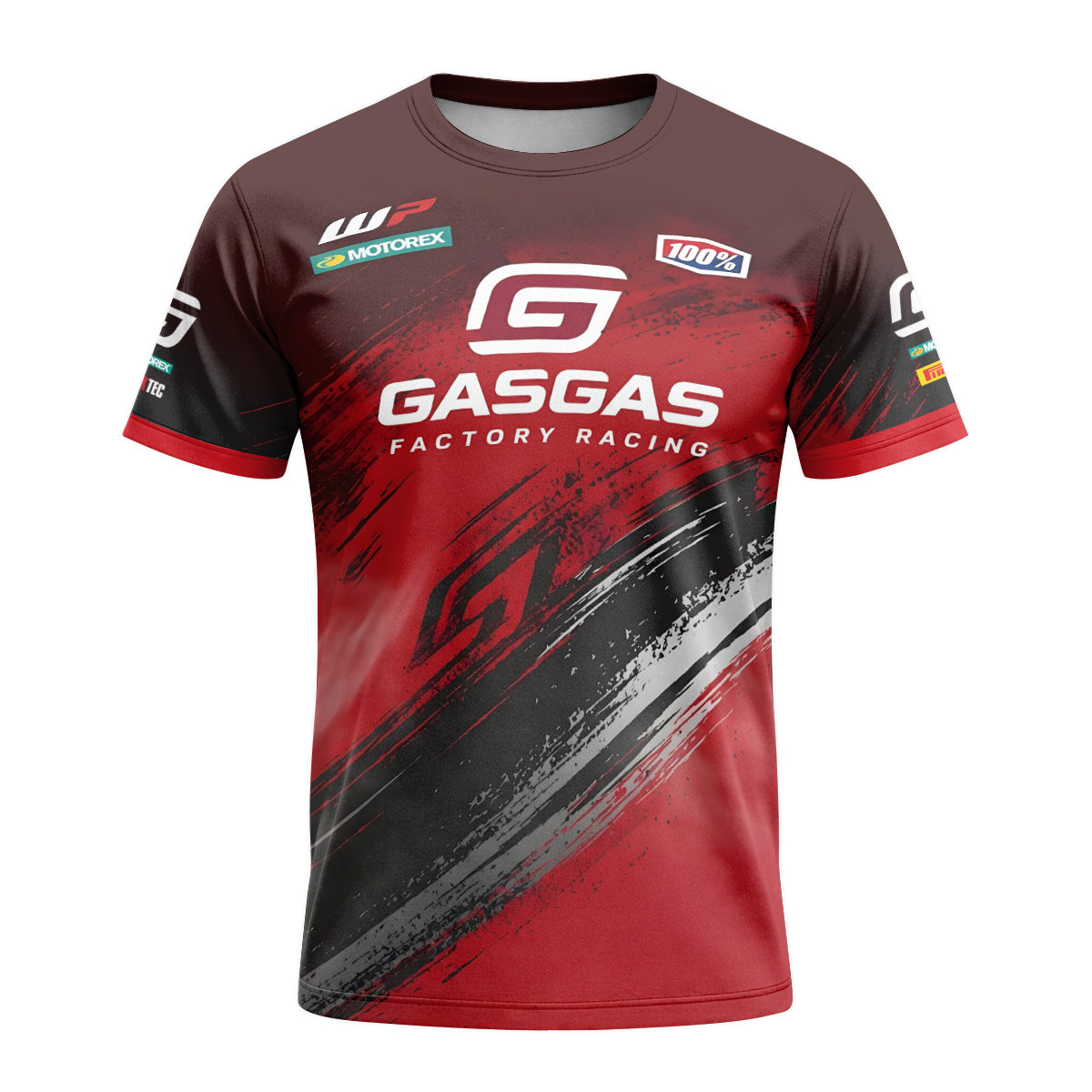 GASGAS Factory Racing Red Black Graphic Short Sleeve Motocross Jersey – Front View Mockup