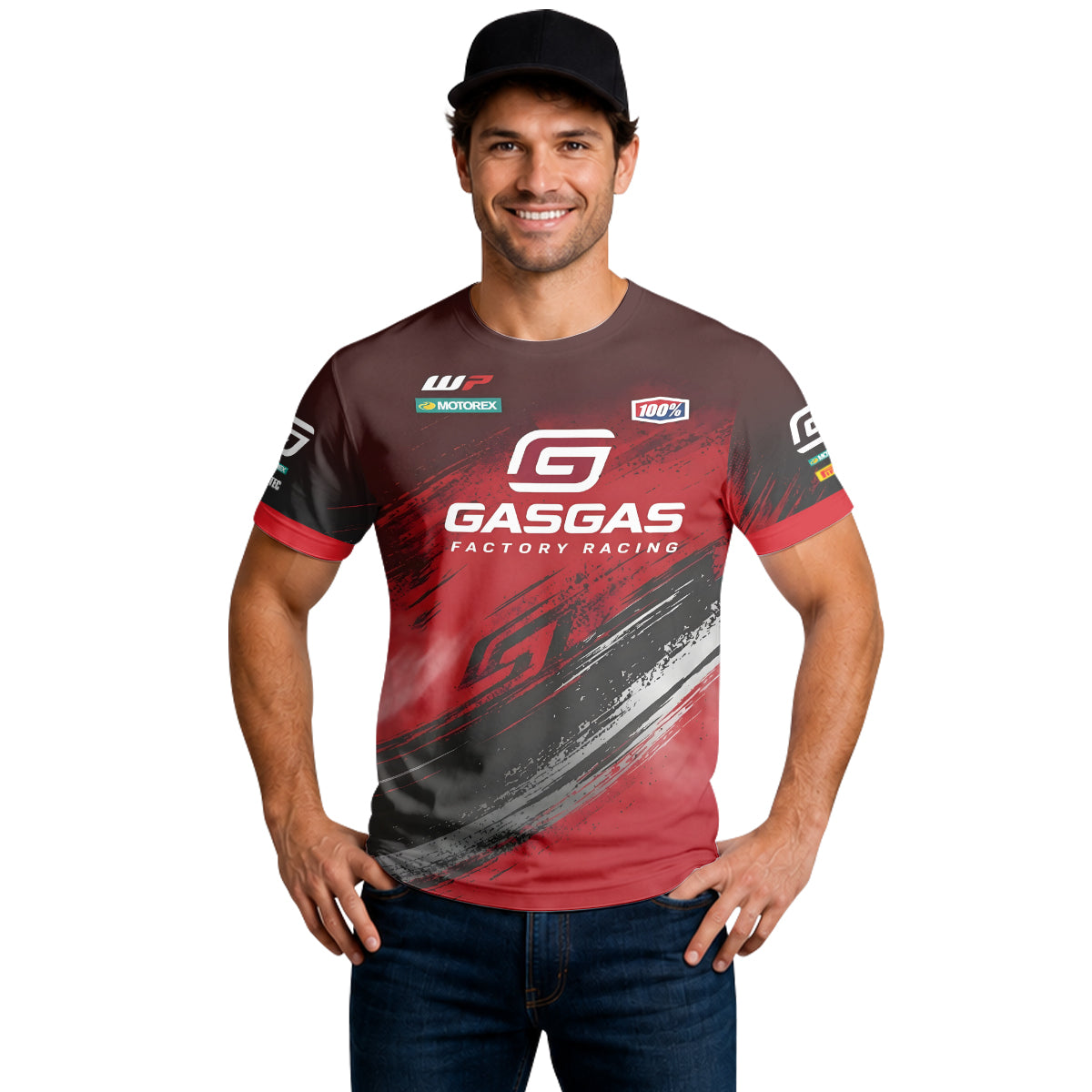 GASGAS Factory Racing Red Black Graphic Short Sleeve Motocross Jersey – Lifestyle View