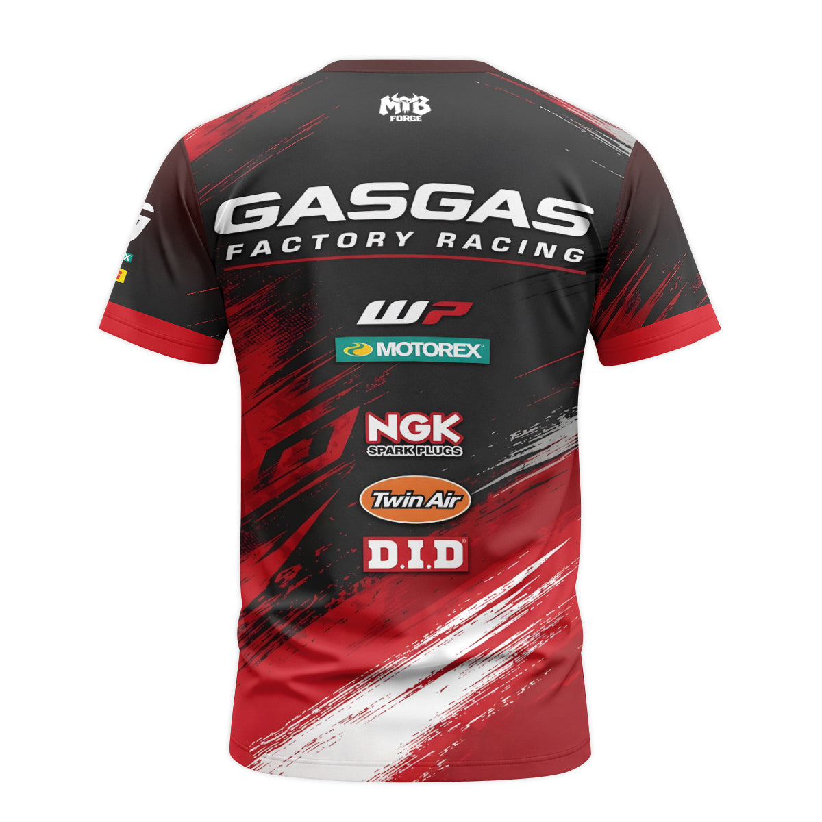 GASGAS Factory Racing Red Black Graphic Youth Short Sleeve Motocross Jersey – Back View Mockup