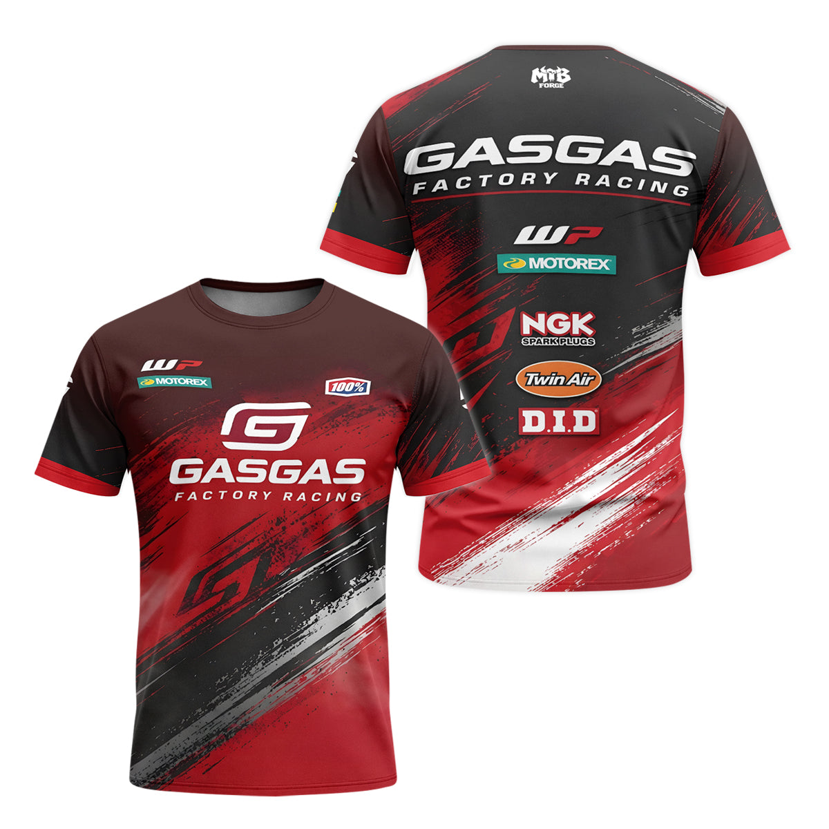 GASGAS Factory Racing Red Black Graphic Youth Short Sleeve Motocross Jersey – Front and Back View