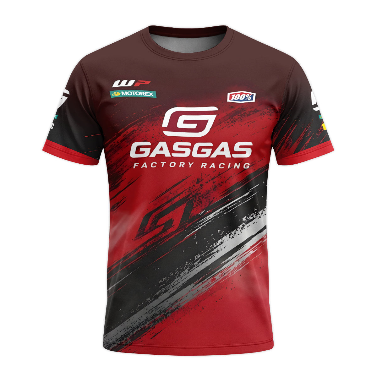 GASGAS Factory Racing Red Black Graphic Youth Short Sleeve Motocross Jersey – Front View Mockup