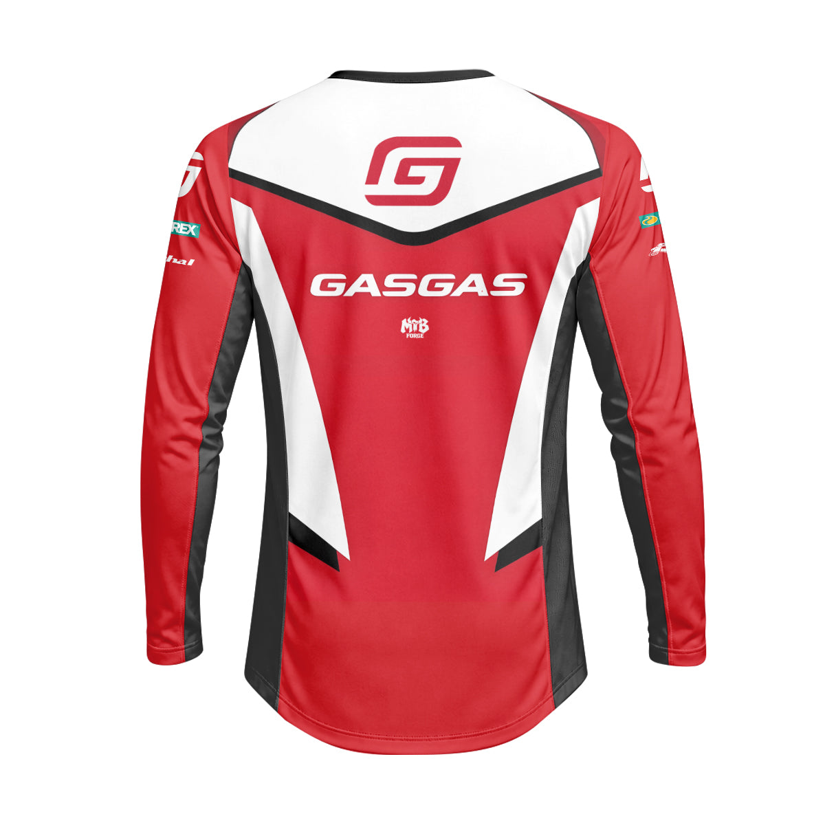 GASGAS Factory Racing Red Heavyweight Long Sleeve Motocross Jersey – Back View Mockup