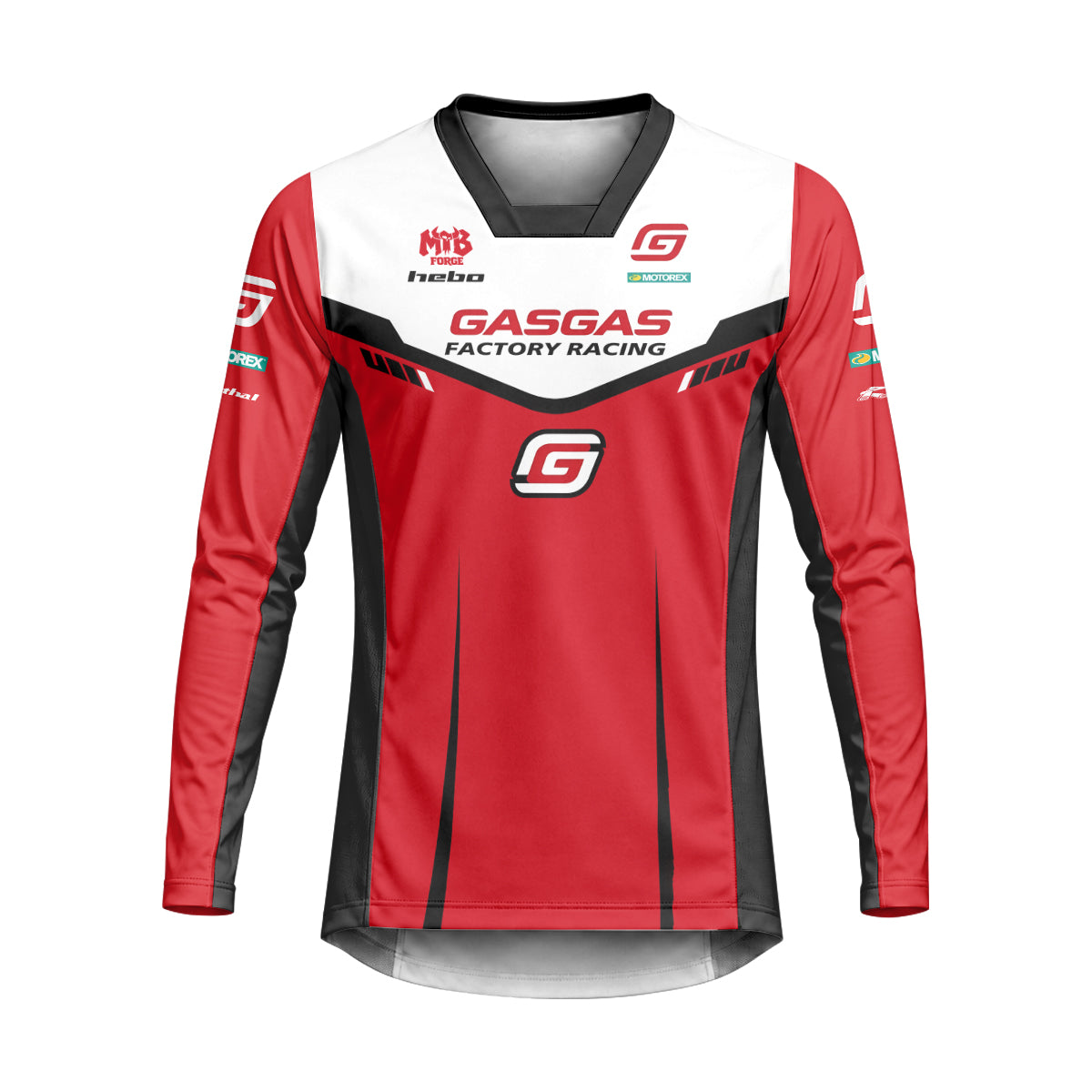GASGAS Factory Racing Red Heavyweight Long Sleeve Motocross Jersey – Front View Mockup
