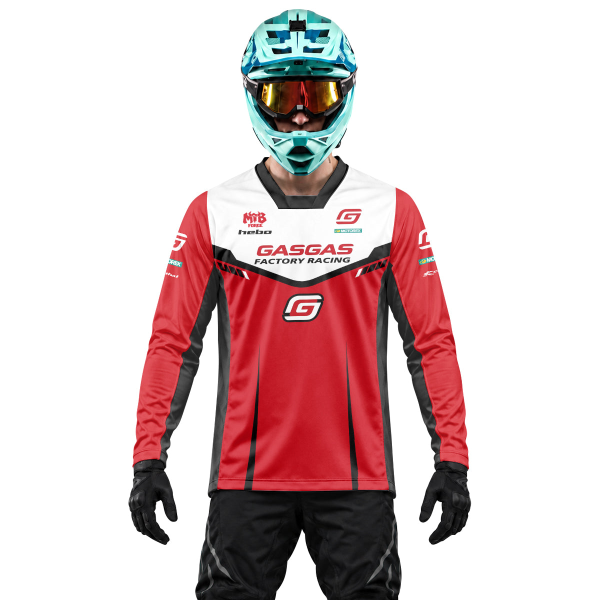 GASGAS Factory Racing Red Heavyweight Long Sleeve Motocross Jersey – Lifestyle View