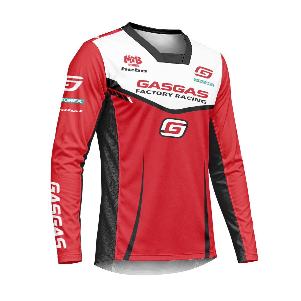 GASGAS Factory Racing Red Heavyweight Long Sleeve Motocross Jersey – Right Side View Mockup