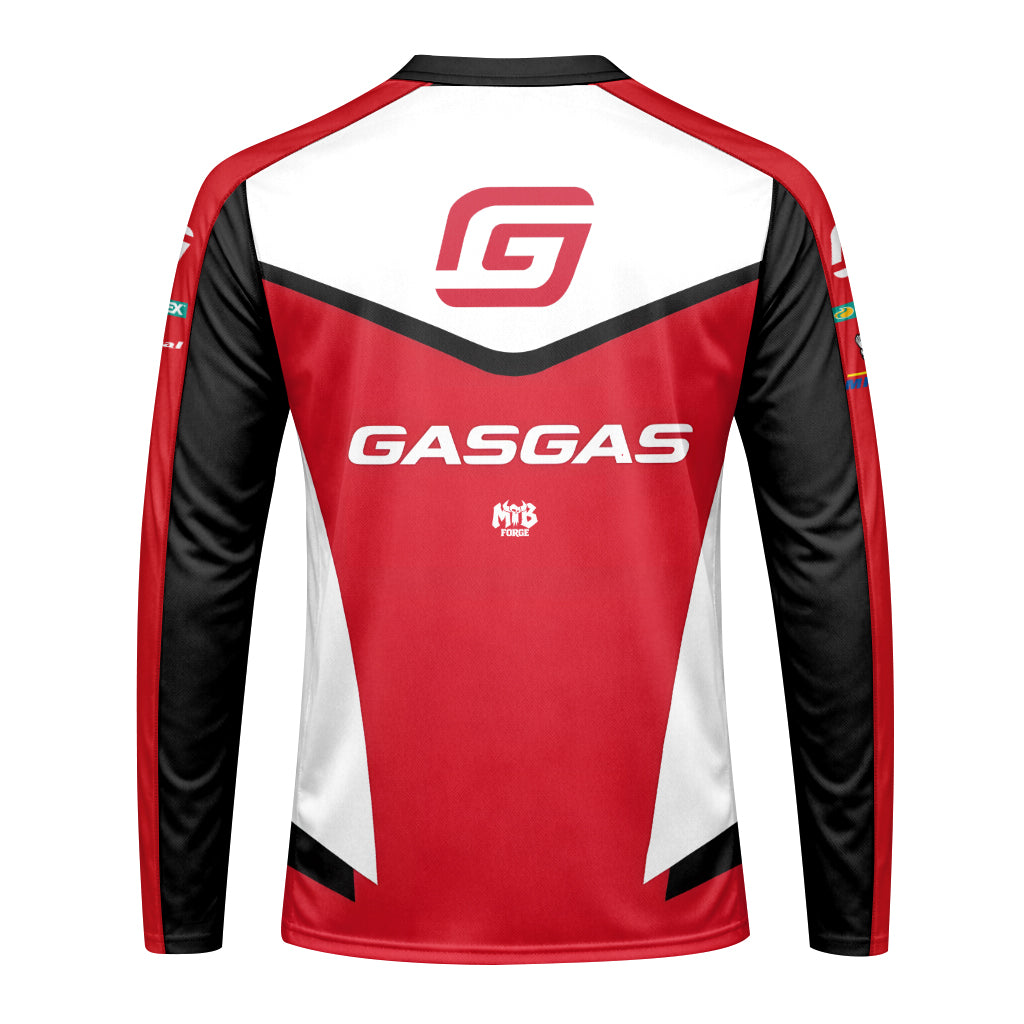GASGAS Factory Racing Red Long Sleeve Motocross Jersey – Back View Mockup