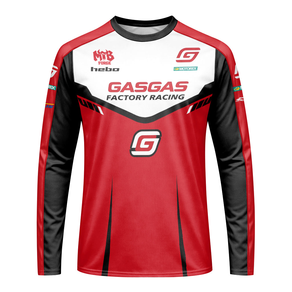 GASGAS Factory Racing Red Long Sleeve Motocross Jersey – Front View Mockup