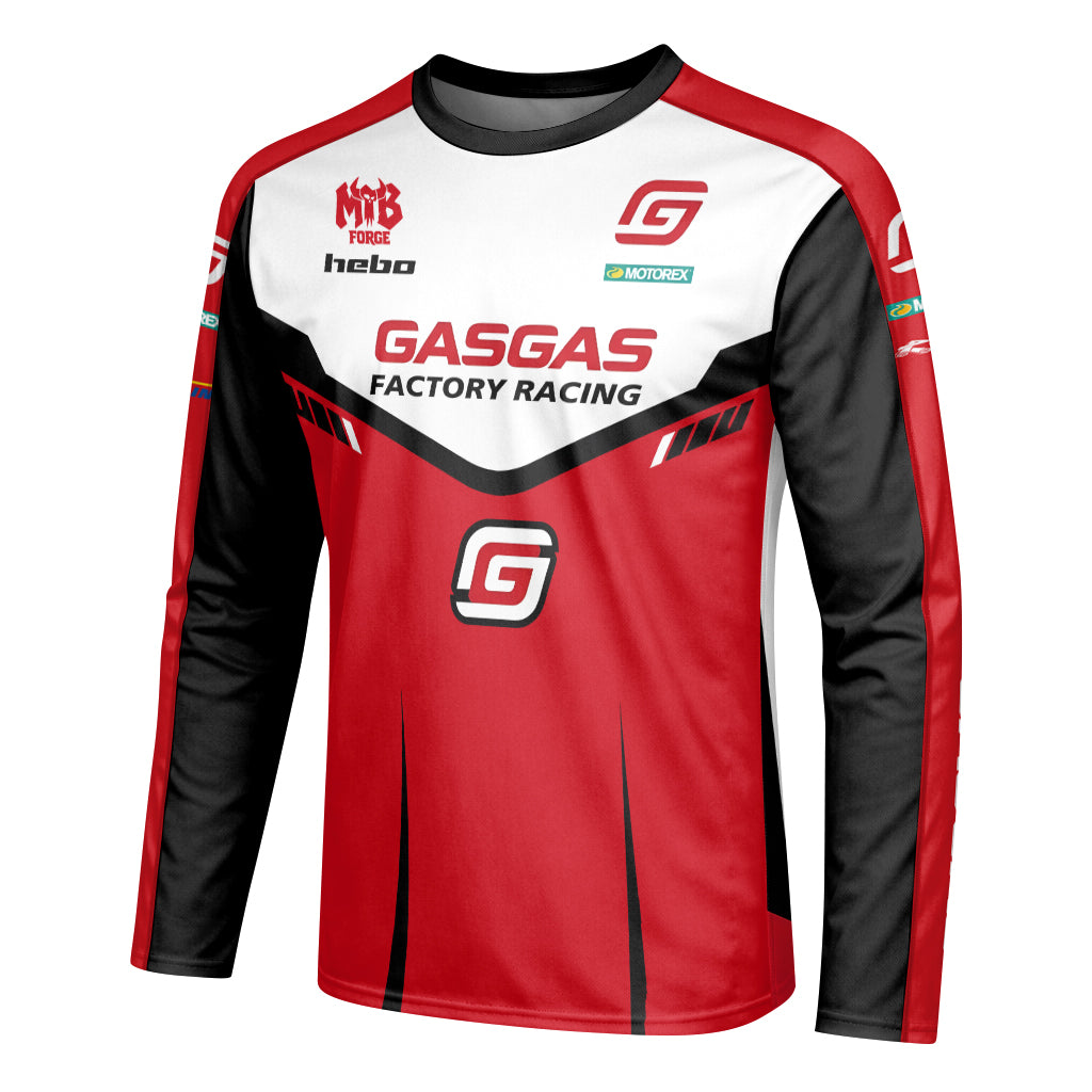 GASGAS Factory Racing Red Long Sleeve Motocross Jersey – Left Side View Mockup