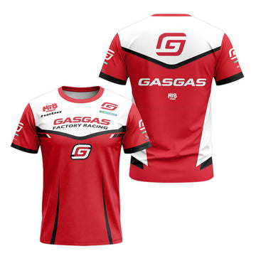 GASGAS Factory Racing Red Short Sleeve Motocross Jersey – Front and Back View