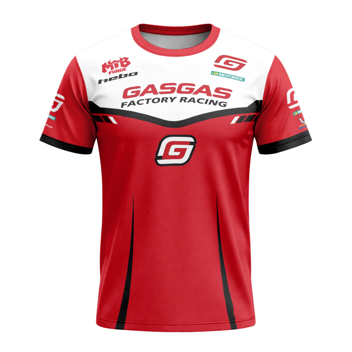 GASGAS Factory Racing Red Short Sleeve Motocross Jersey – Front View Mockup