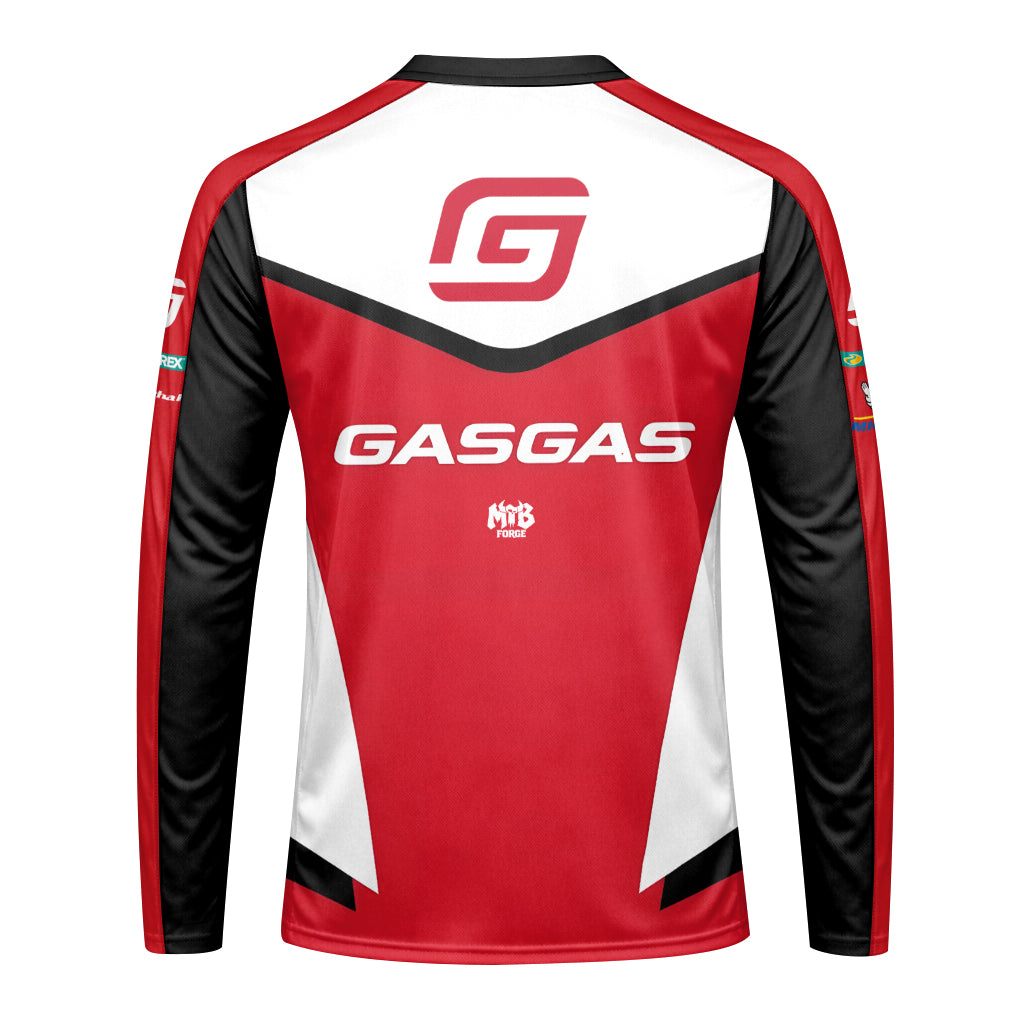 GASGAS Factory Racing Red Youth Long Sleeve Motocross Jersey – Back View Mockup