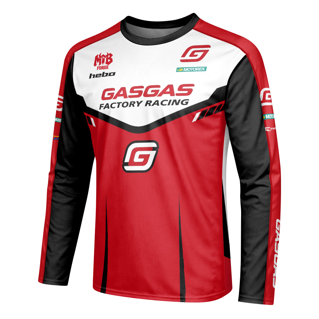 GASGAS Factory Racing Red Youth Long Sleeve Motocross Jersey – Left Side View Mockup