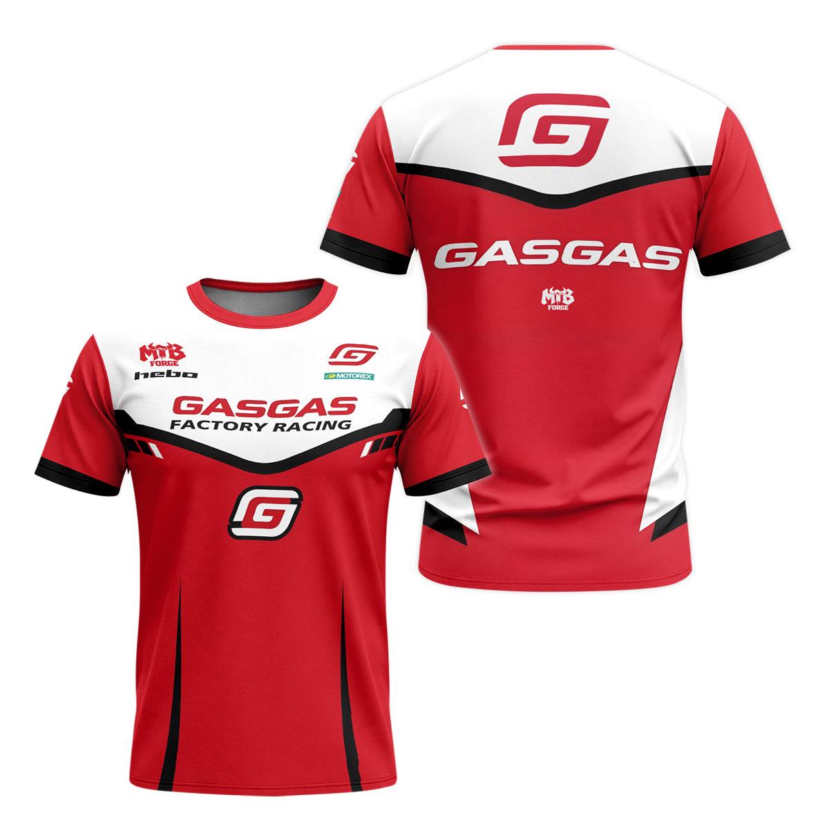 GASGAS Factory Racing Red Youth Short Sleeve Motocross Jersey – Front and Back View