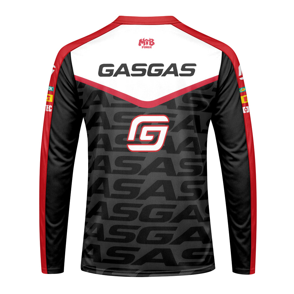 GASGAS Red Black Factory Racing Long Sleeve Motocross Jersey – Back View Mockup